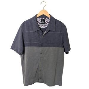 Prana Keylyn Button Down Gravel Grey Short Sleeve Organic Cotton Shirt Men L